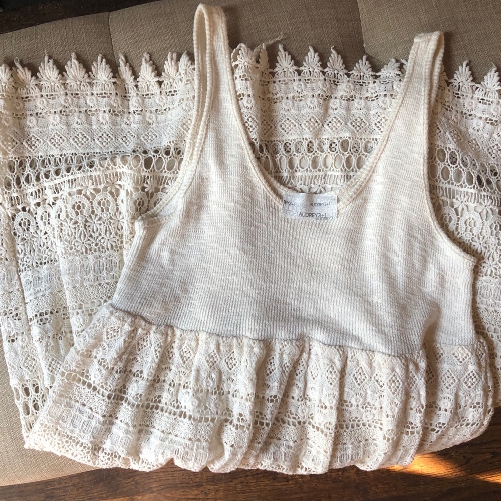 Audrey 3+I Cream Tunic Tank Dress Sz M